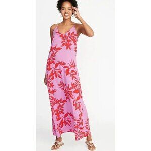 OLd Navy Purple Pink Halter Maxi Tropical Strappy Dress Women Size XL